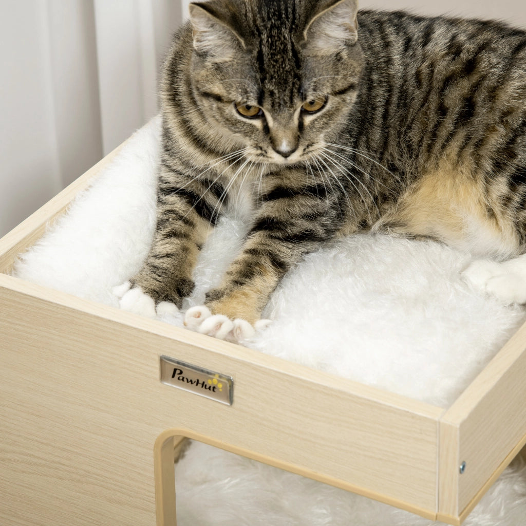 Casetta per Gatti con Giocattoli a 2 Livelli ¨C zephmum ¨C Naturale Grigio 34x34x60