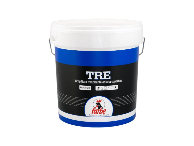 Idropittura traspirante Tre per interni alta copertura finitura opaca bianco - 5 Lt