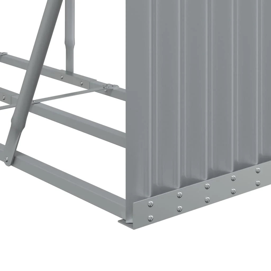 Portalegna chiaro 300 x 45 x 100 cm acciaio zincato grigio 02_0043815