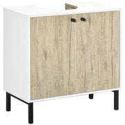 Mobile Sottolavabo Moderno con Ante ¨C Zephmum ¨C Bianco e Legno 60x30x60 cm