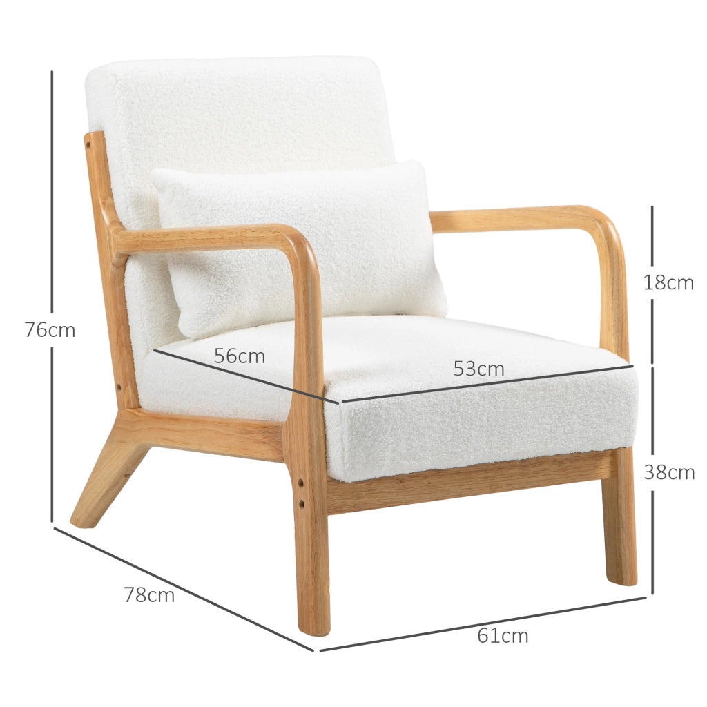 Poltrona Relax ¨C Minimal ¨C Tessuto Velluto Crema, Struttura Legno