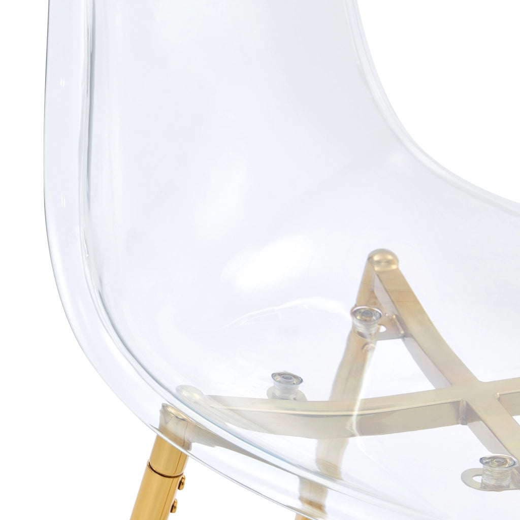 Sgabello da bar trasparente con poggiapiedi e struttura in metallo oro per cucina 68.5 × 48.0 × 47.0 cm