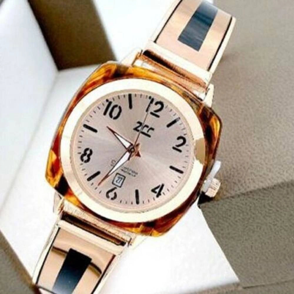 Trade Shop - Orologio Da Polso Zcc 18 Donna Quarzo Acciaio Moda Ambrato Rosa Quadrante Rosa -