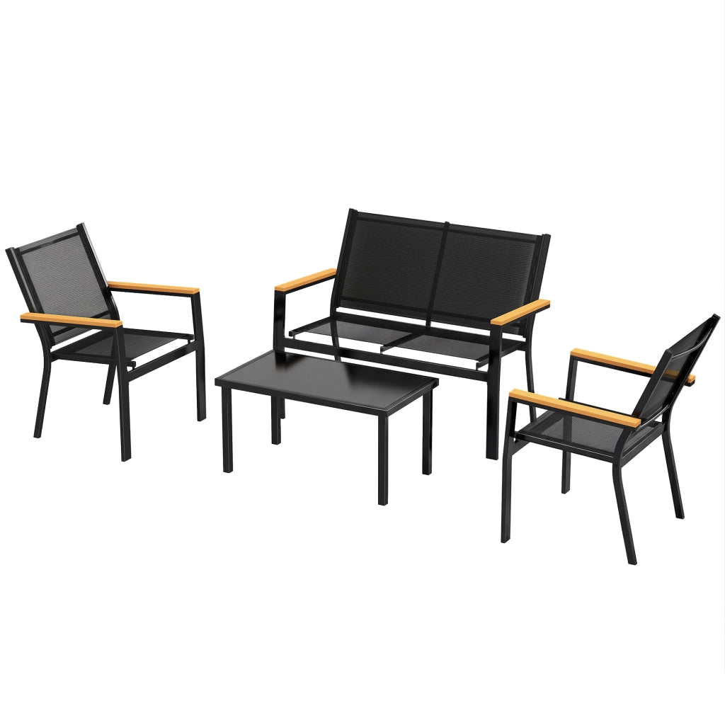 Set Giardino Lounge 4 Posti con Divano 2 Posti e Tavolino ¨C Zephmum ¨C Grigio Antracite 110x63,5x84 cm