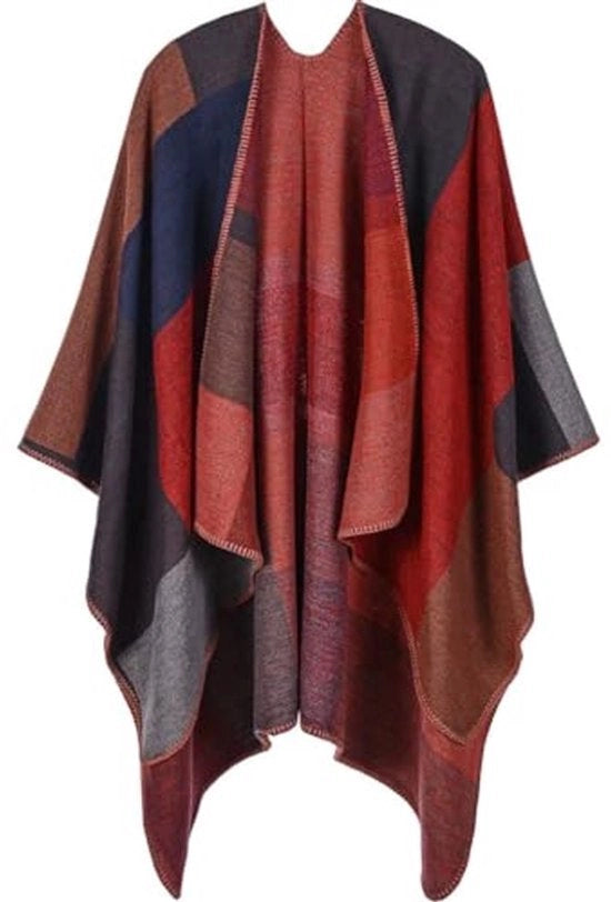 Poncho capo da donna - Grande e caldo cappotto con sciarpa e scialle