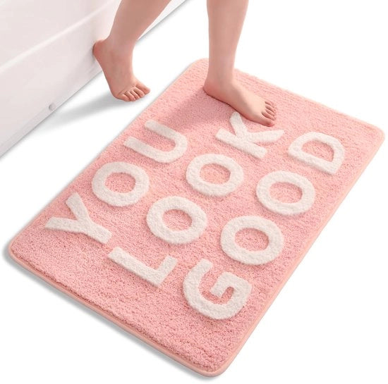 Badkamermat rossa e bianca, piccola mat, antiscivolo, lavabile, decorazione per la doccia, morbida mat, microfibra morbida, mat assorbente, 55 x 81 cm
