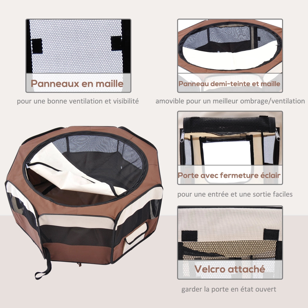 Recinto pieghevole per animali domestici ¨C zephmum ¨C ? 90x41 cm marrone beige