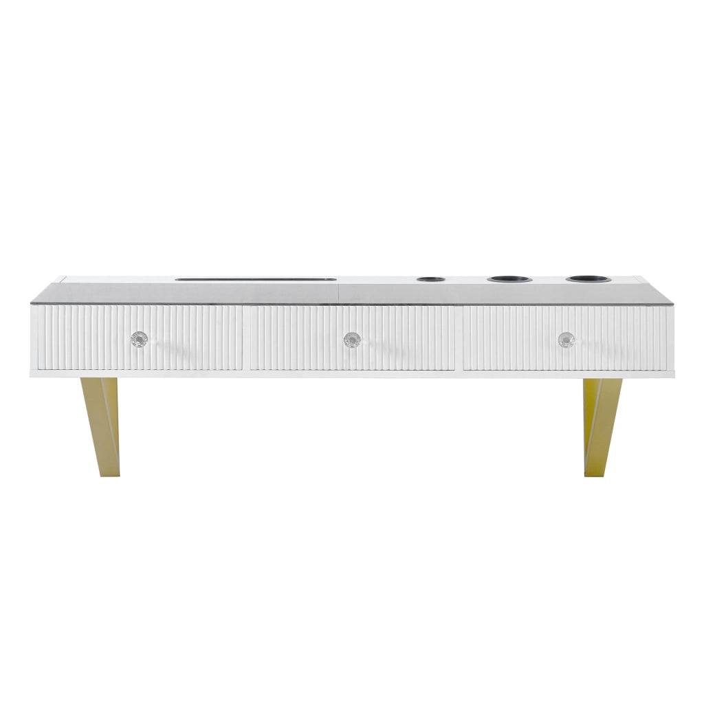 Toeletta sospesa con 3 cassetti, piano in vetro, bianco, 120¡Á40¡Á45 cm