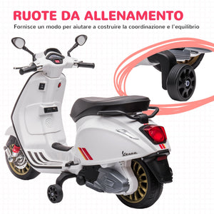 Moto Elettrica per Bambini Piaggio Vespa Sprint 12V con Rotelle Bianco
