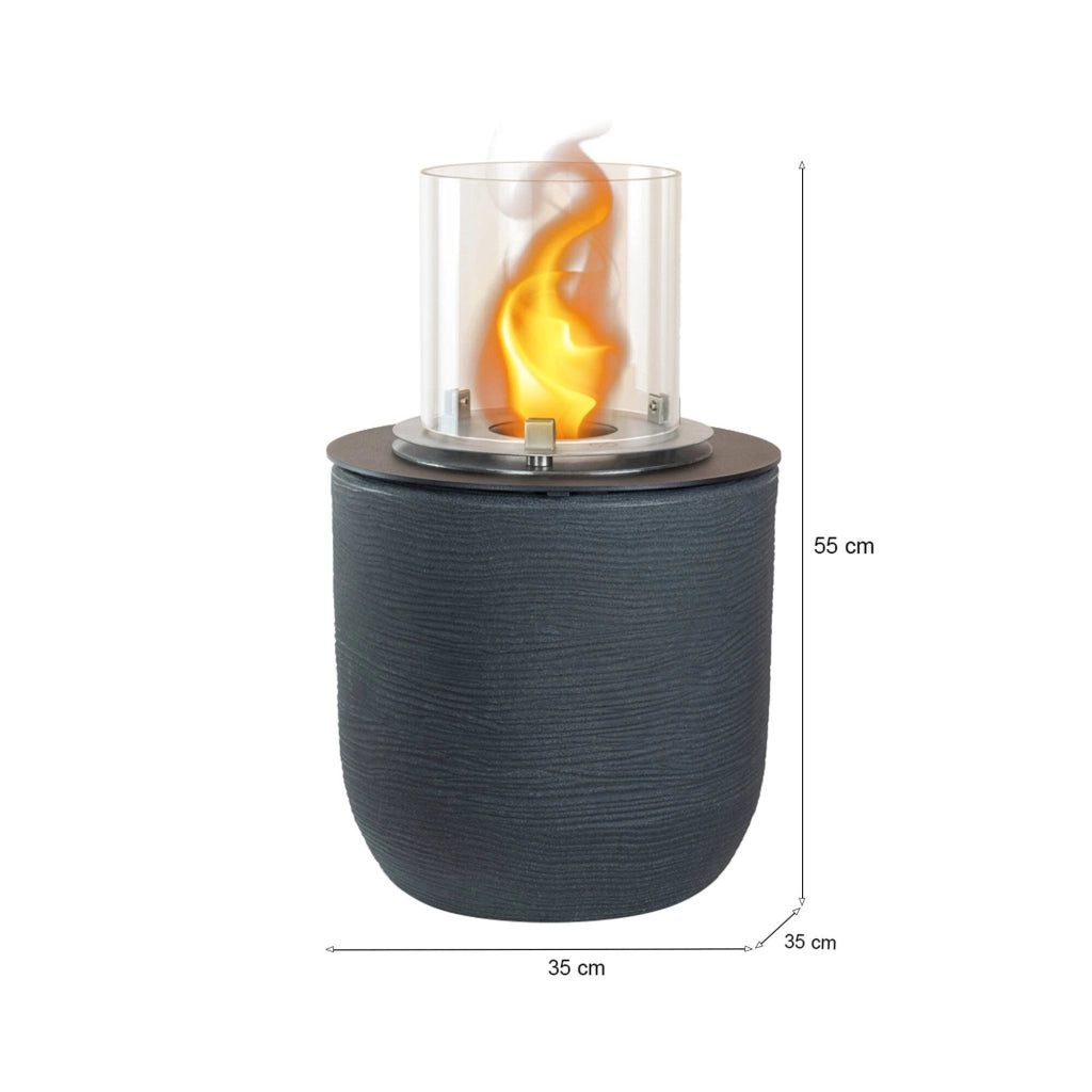 Camino a bioetanolo Agazzano, Caminetto ecologico, Focolare senza fumo, Riscaldatore ad etanolo, Made in Italy, 35x35 h55 cm, Nero