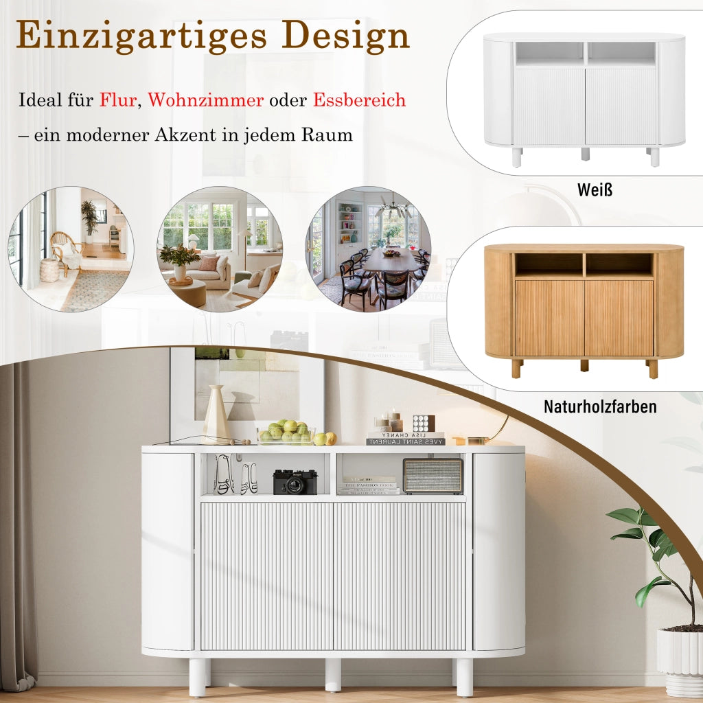 Credenza con 2 ante e ripiani regolabili per ingresso in MDF 120×38×77 cm bianco