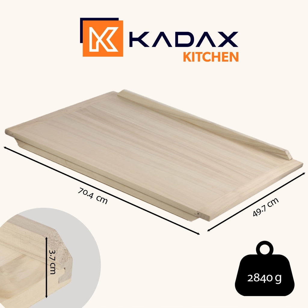Tagliere da pasticceria grande in legno KADAX 70x50cm XXL monofacciale in legno massello per cucina