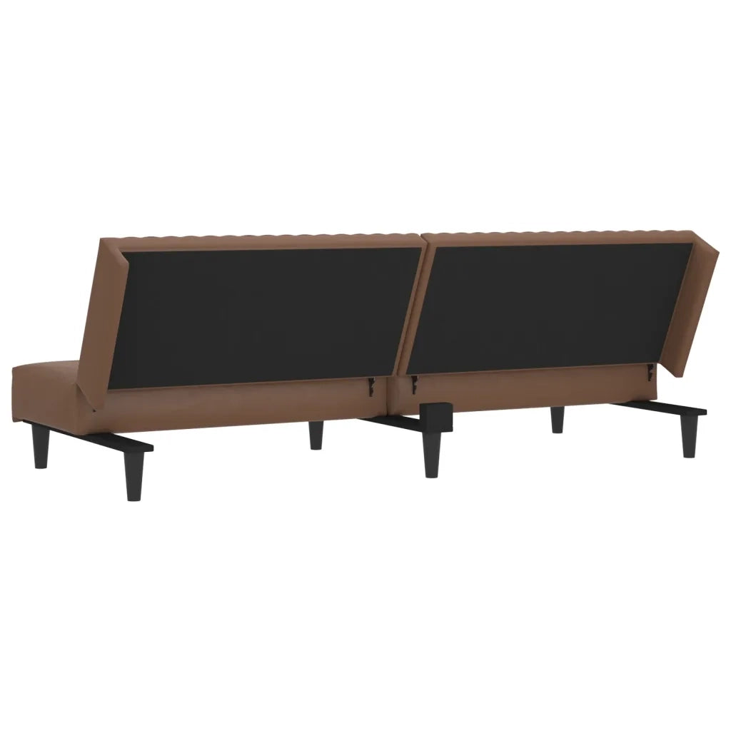 Divano Letto a 2 Posti Marrone in Similpelle 375948