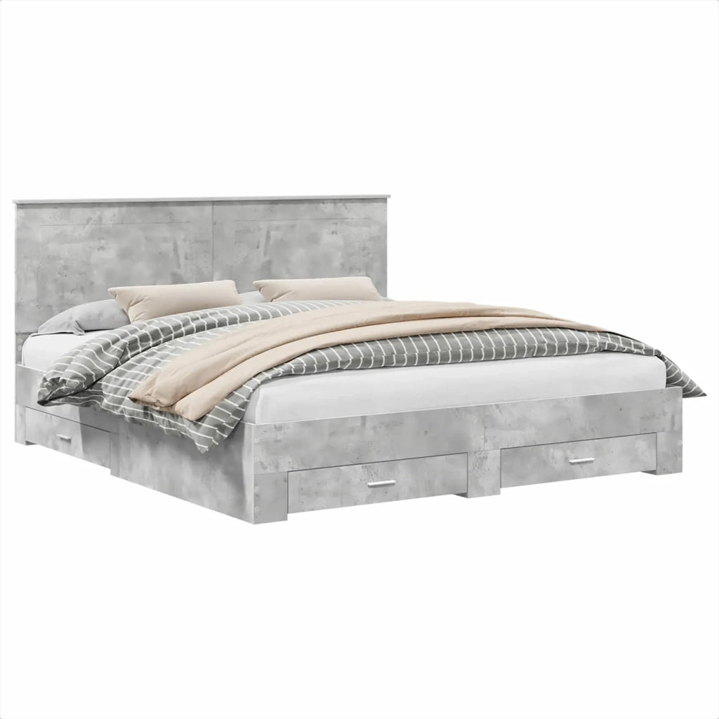 Struttura del letto con testiera Grigio cemento 200 x 200 cm
