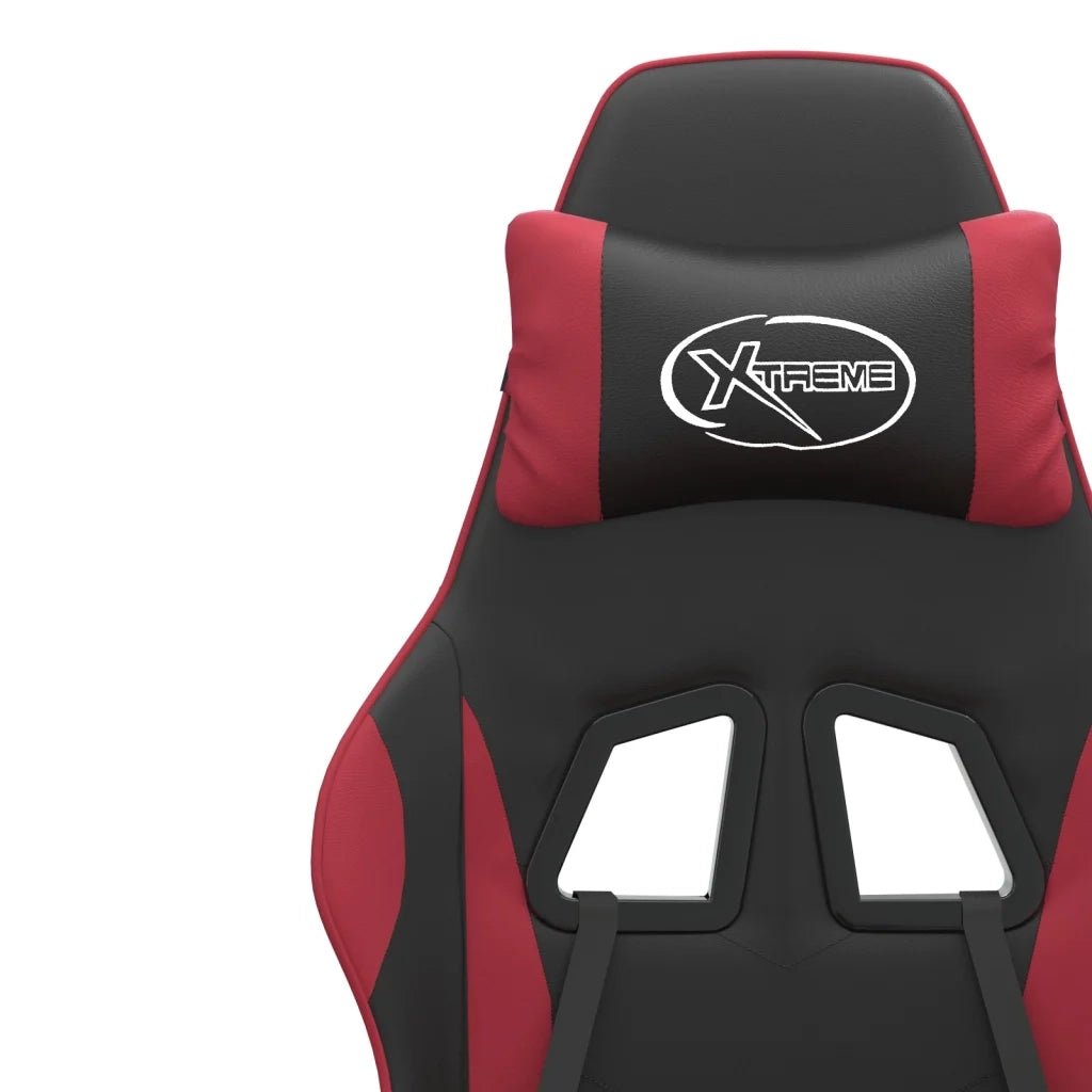 Sedia Gaming Girevole Poggiapiedi Nero e Rosso Vino Similpelle cod mxl 65619