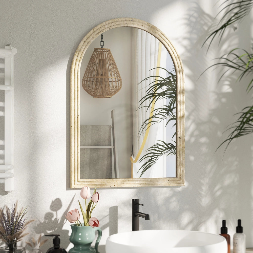 Specchio da Parete Arcuato ¨C zephmum ¨C Beige 50x70 cm