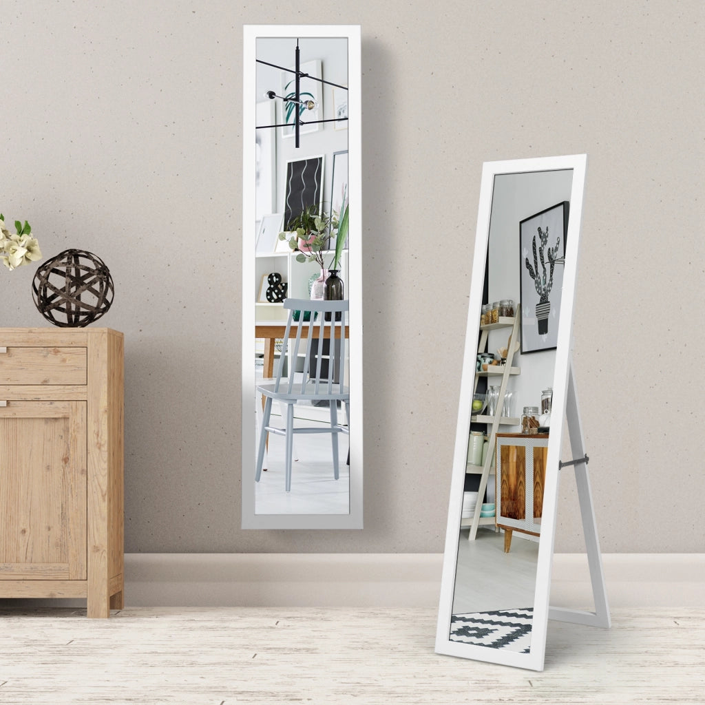 Specchio a figura intera 155 x 37 cm con struttura di legno-Specchio moderno per camera da letto salone ingresso Bianco