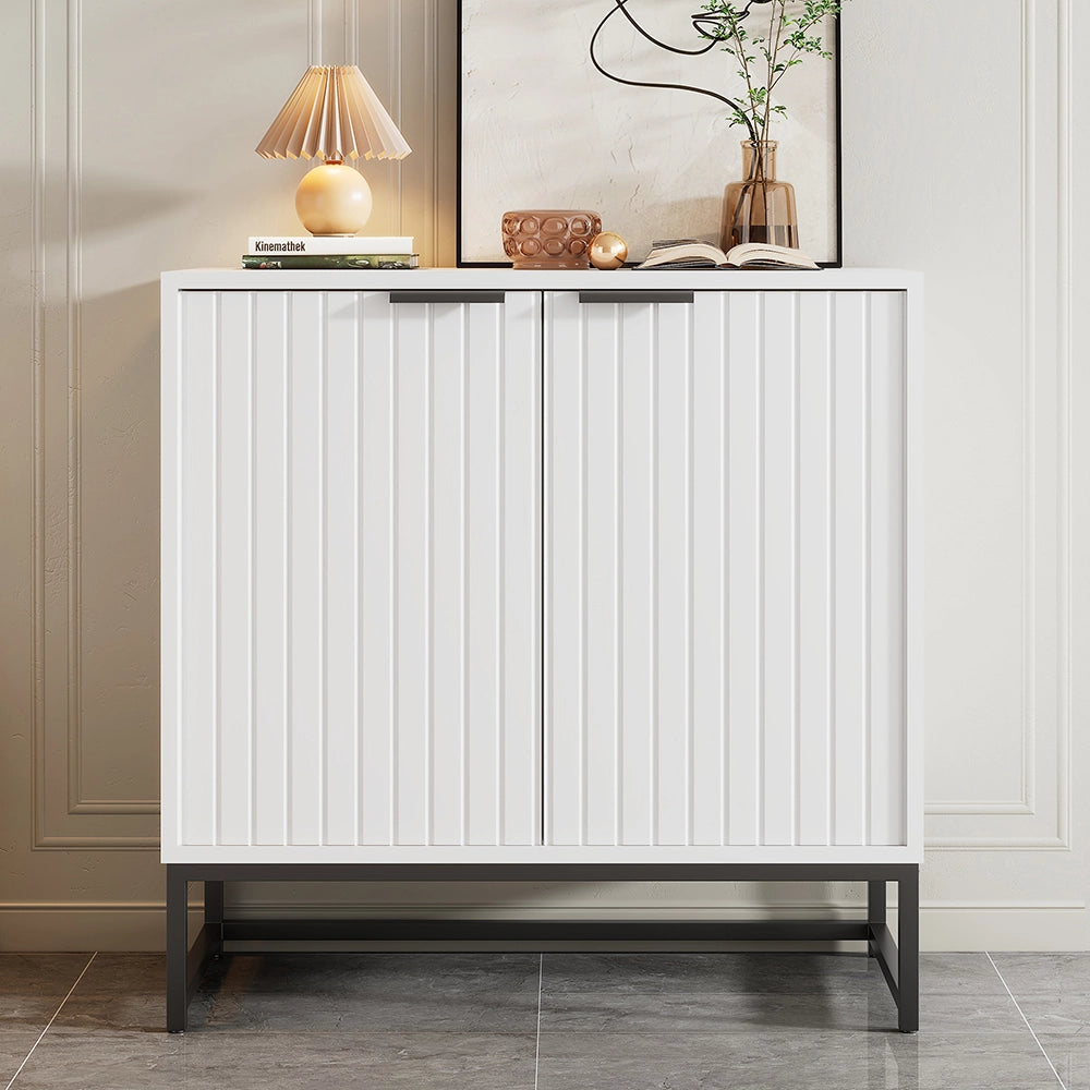 Comò - Xylo - 2 porte a scomparsa maniglie metallo 80x40x80cm
