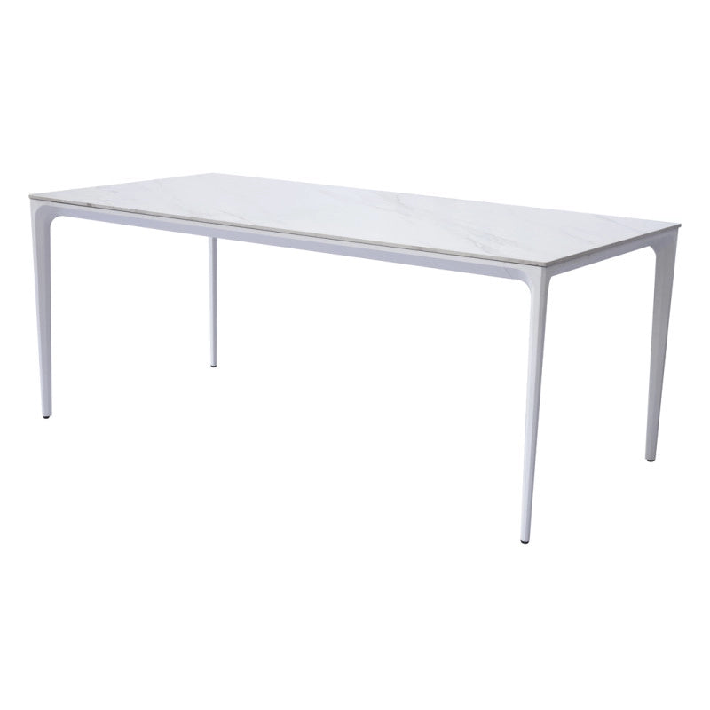 Tavolo Alghero 180x90 Alluminio Bianco Piano Gress Marmo Moia