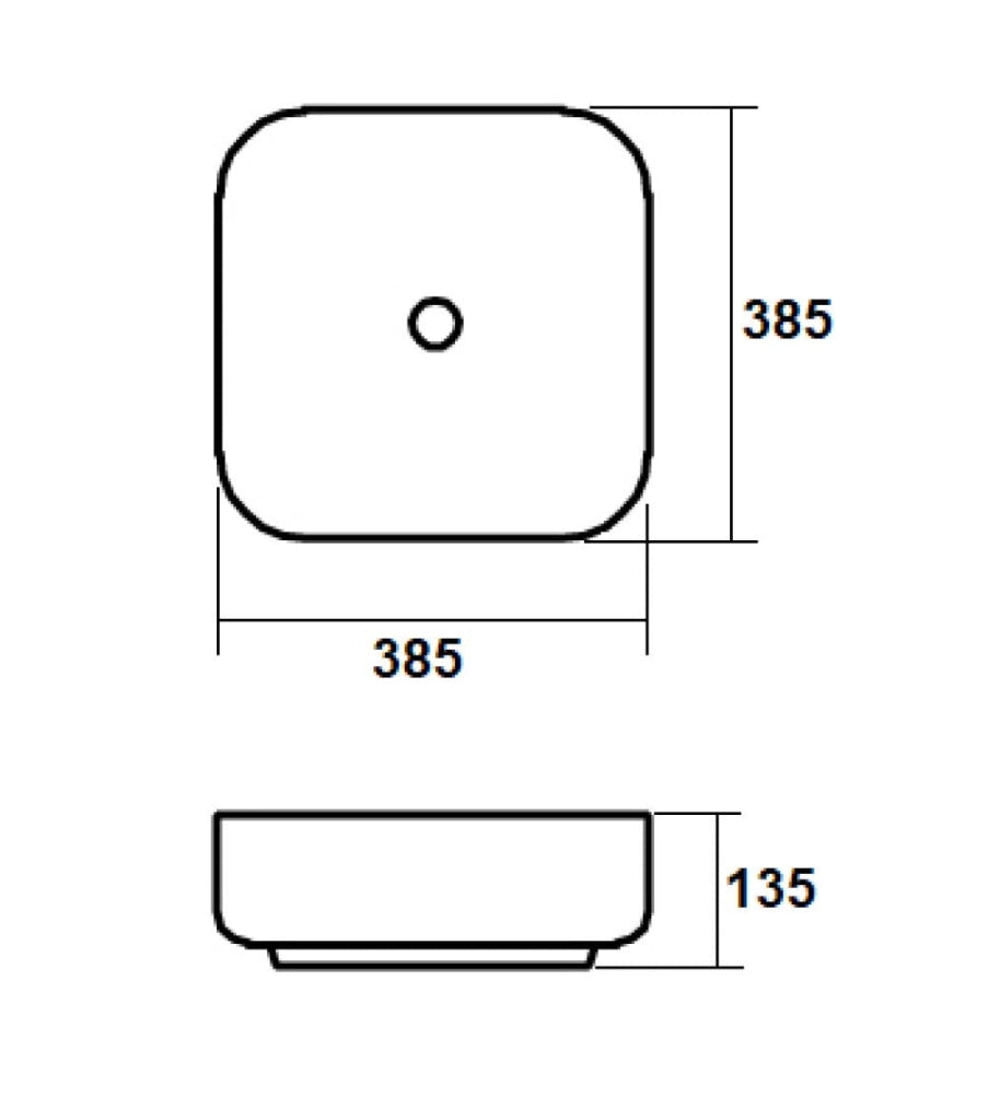 Lavabo da Appoggio 38,5x38,5x13,5 cm in Ceramica TFT Helsinki 2 Bianco