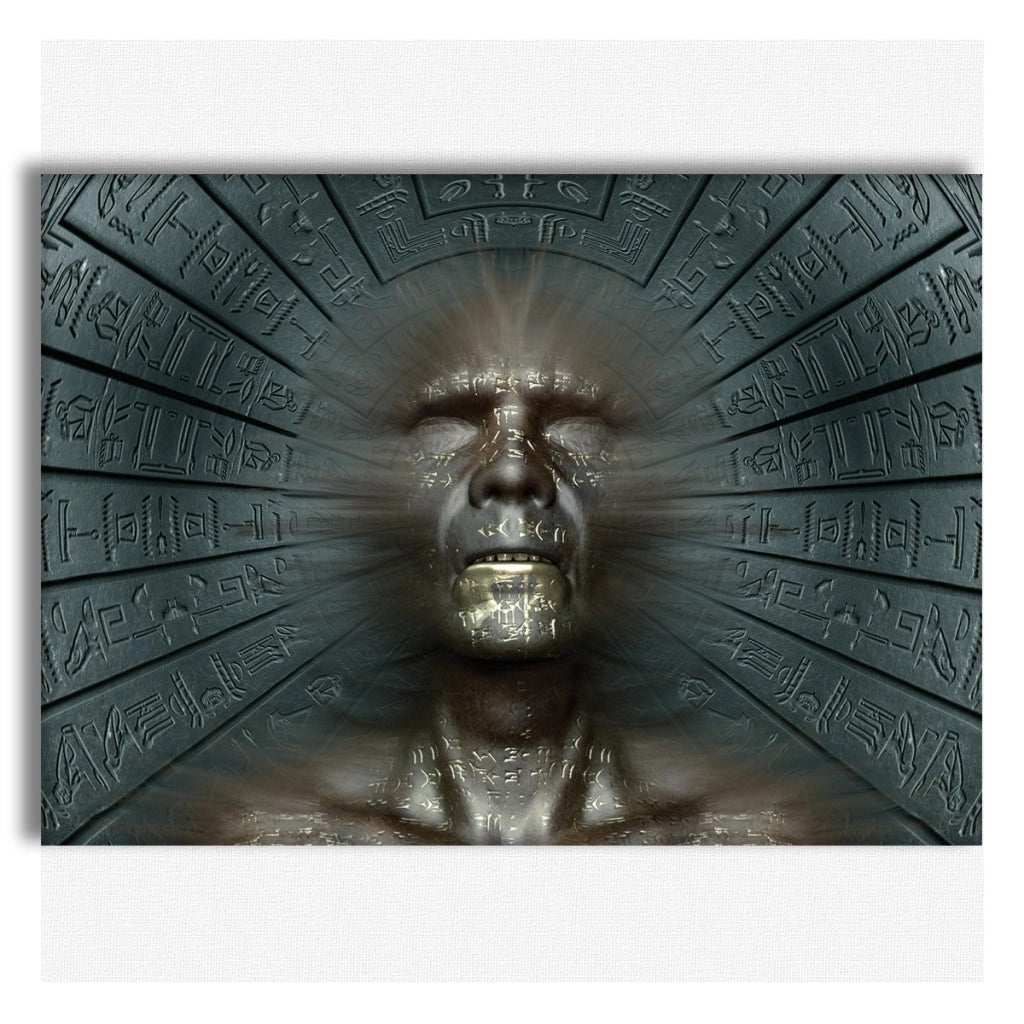 Hieroglyphics Abstraction - Quadro Canvas su telaio in legno Misura: 140x100 cm