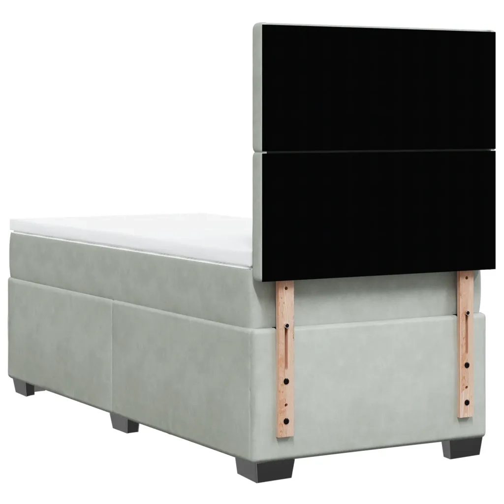 Giroletto a Molle con Materasso Grigio Chiaro 90x190 cm Velluto 3290798