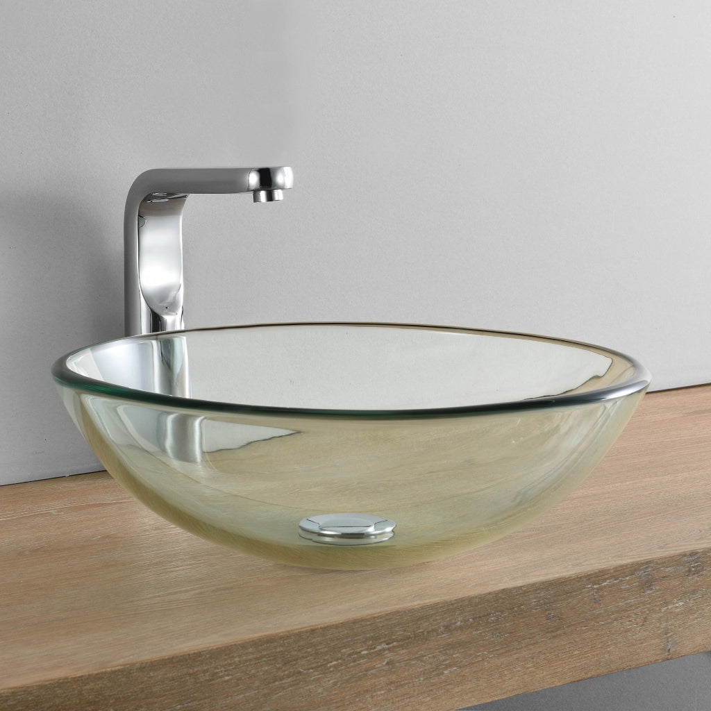 Lavabo Rotondo Ø42 cm Lavandino da Appoggio in Vetro Trasparente [neu.haus]