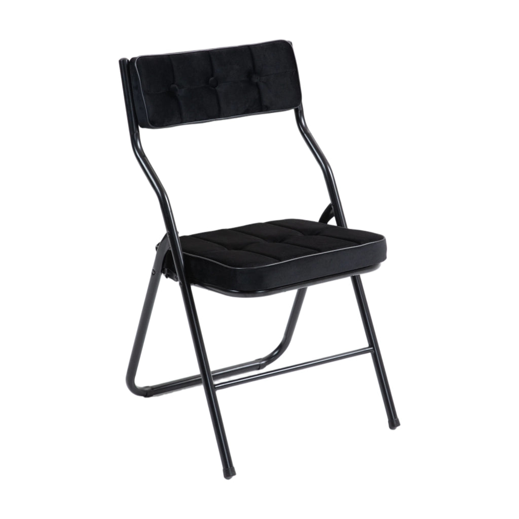 Set di 2 sedie pieghevoli imbottite in velluto nero