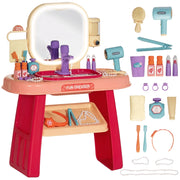 Tavolo Toeletta Bambini con Specchio Acrilico e Rubinetto ¨C zephmum ¨C 55x29x71 cm, Rosa
