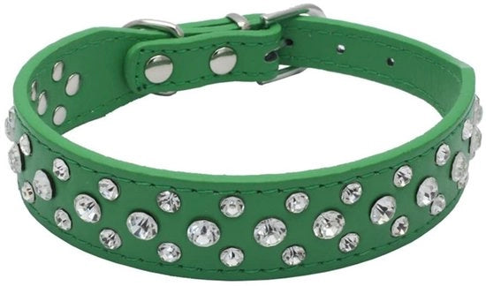 Collare per Cani con Decorazioni Strass in PU Pelle Flessibile - Dimensioni S/M/L/XL - Larghezza 2,5 cm - 100% Pietre di Cristallo