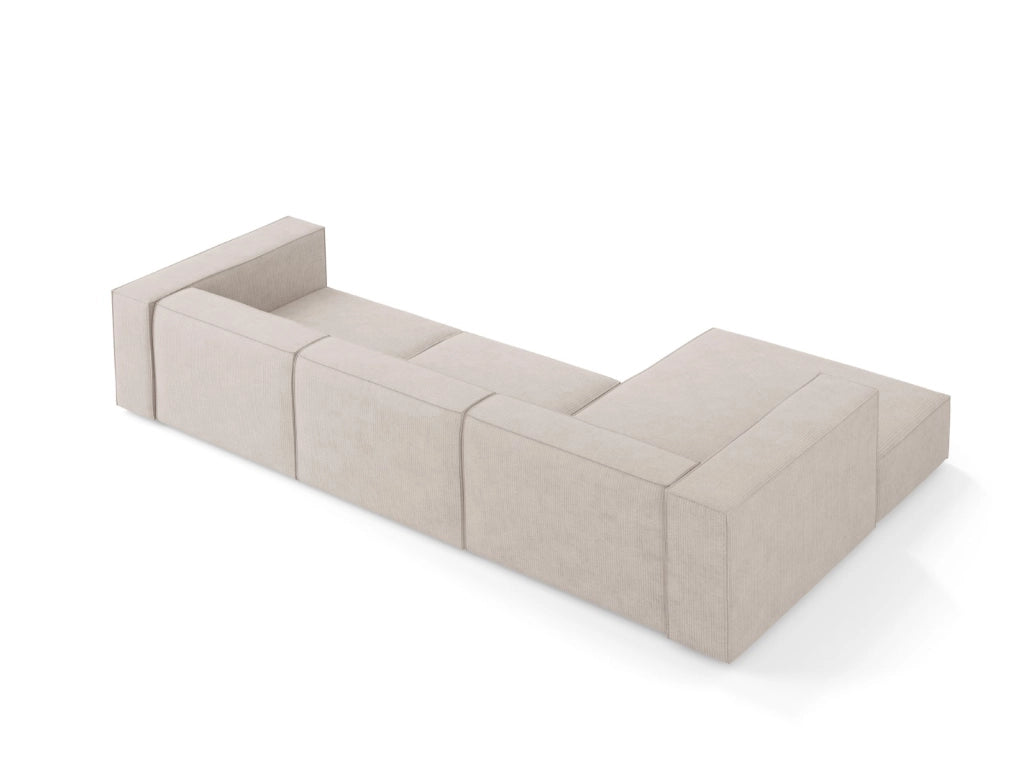 Cosmopolitan Design - Divano angolare sinistro "Arendal" 4 posti in ciniglia con effetto a coste beige scuro 