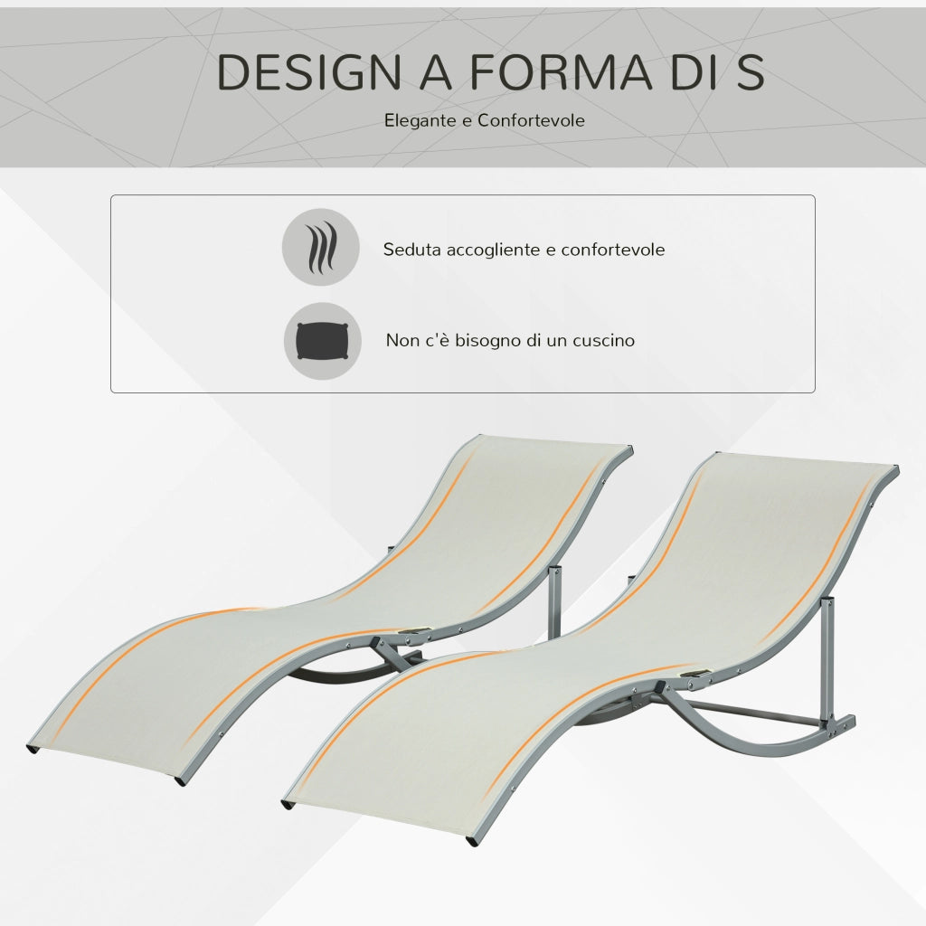 Lettino Pieghevole da Giardino ¨C zephmum ¨C Alluminio e Textilene 61x165x63 cm