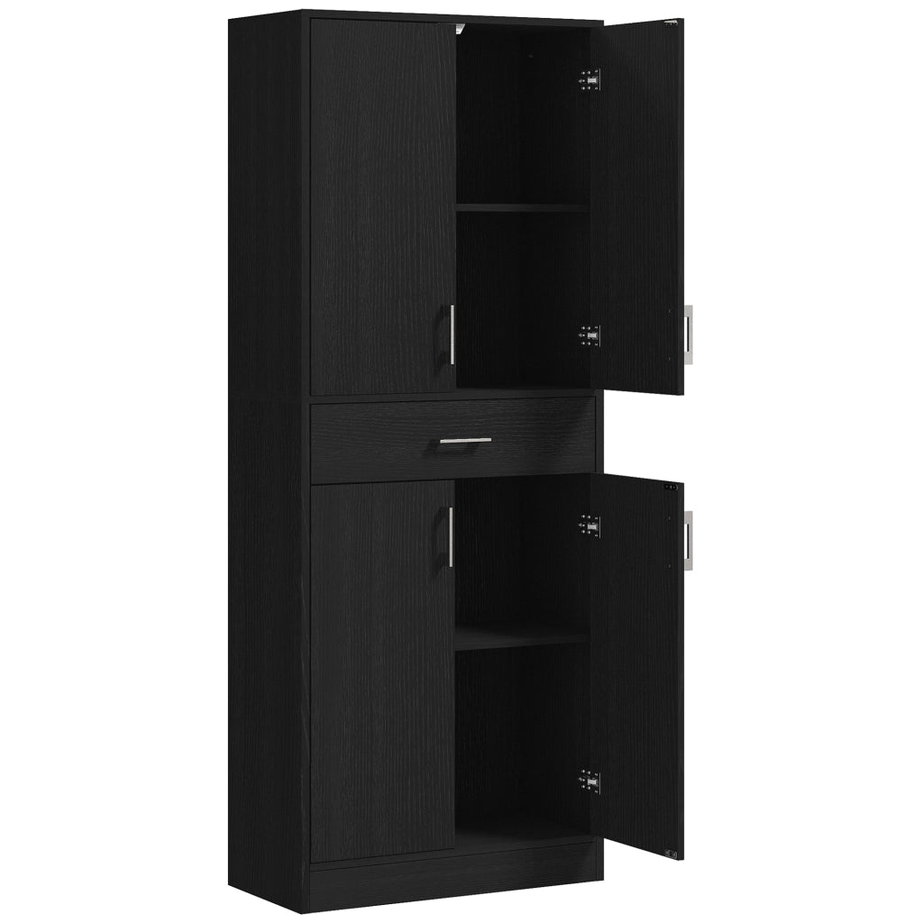 Armadio da cucina 4 ante 2 ripiani 1 cassetto centrale ¨C zephmum ¨C 180 cm nero