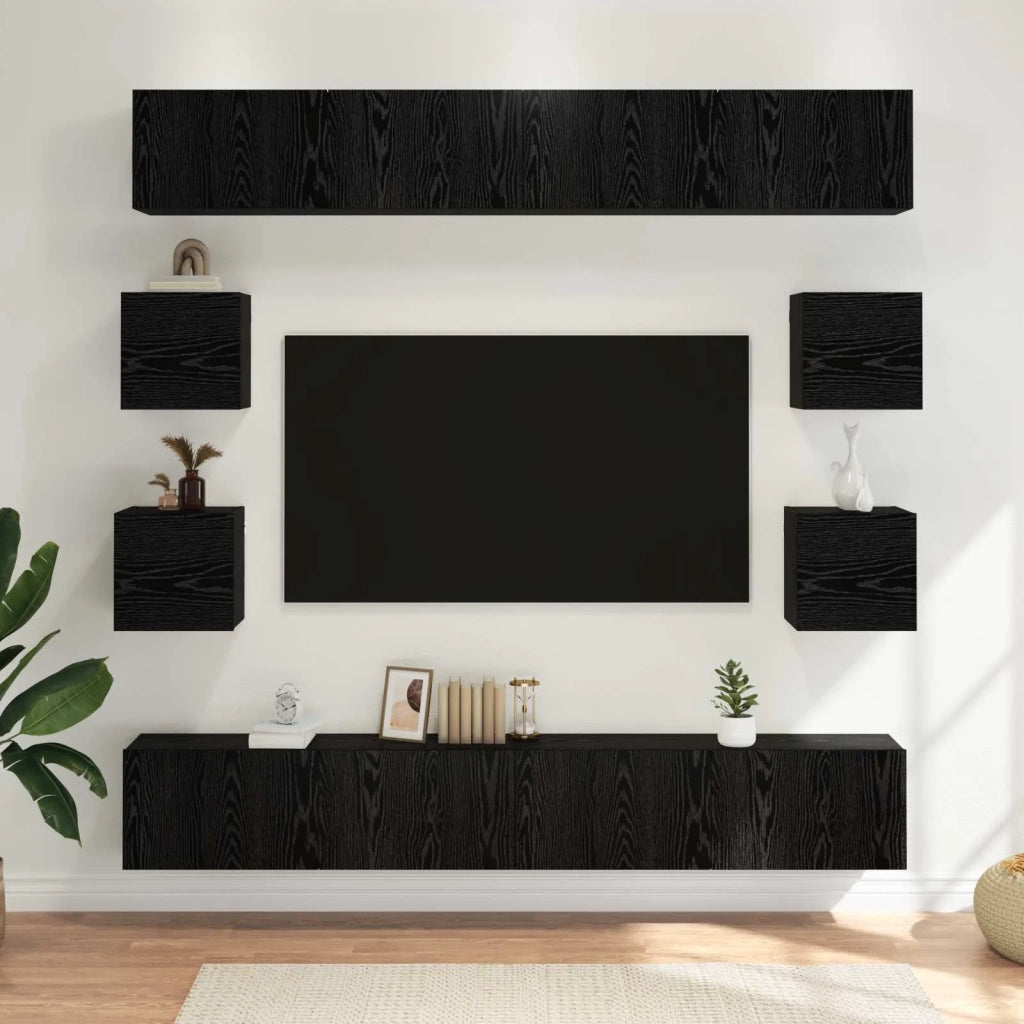 Set mobile TV 8 pcs 100 x 30 x 30 cm Rovere Nero 3438609