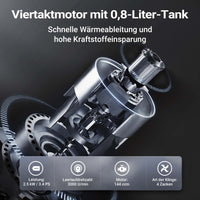 Motozappa a scoppio, fresa a scoppio, larghezza di lavoro 36 cm, profondità di lavoro 25 cm, motore a benzina a 4 tempi, 2,5 kW, 144cc , 4 set di lame