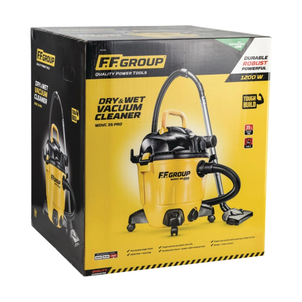 Ff group wdvc 35 pro aspirapolvere a secco e umido da 1200w con attacco per elettroutensili - uso professionale