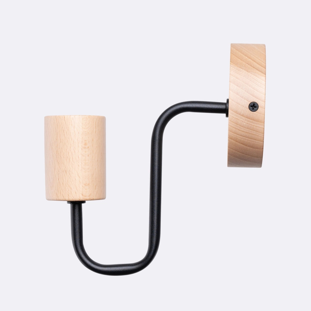 Applique loft nera legno naturale E27 PALMOS Pure Lume