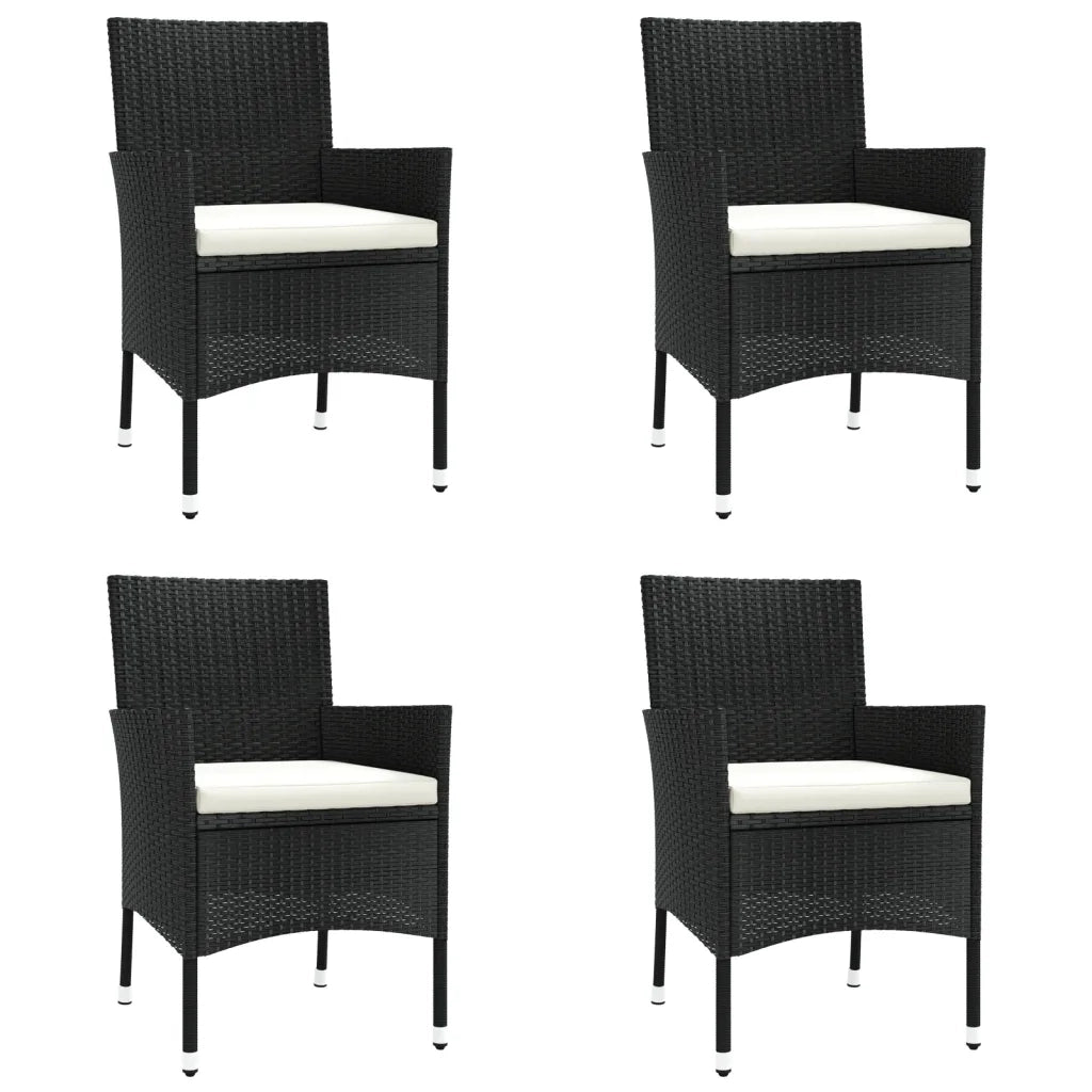 Set BistrÃ² da Giardino 5 pz con Cuscini in Polyrattan Nero
