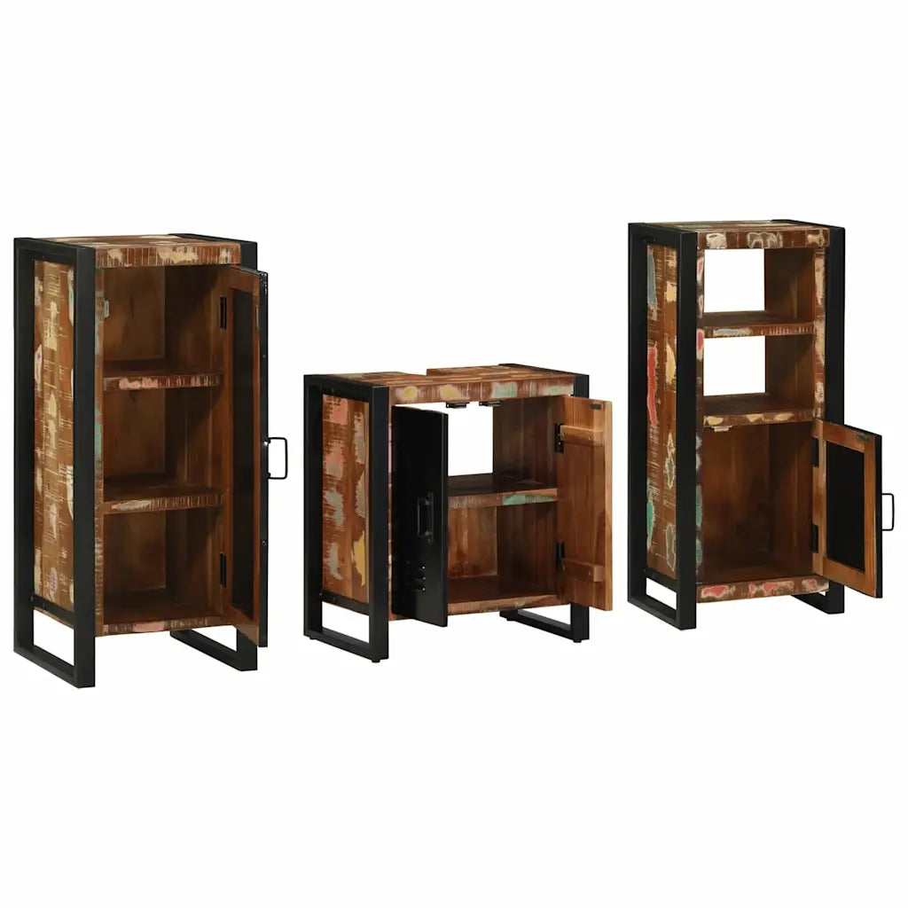vidaXL Set di mobili per il bagno 3 pcs Legno massello riciclato