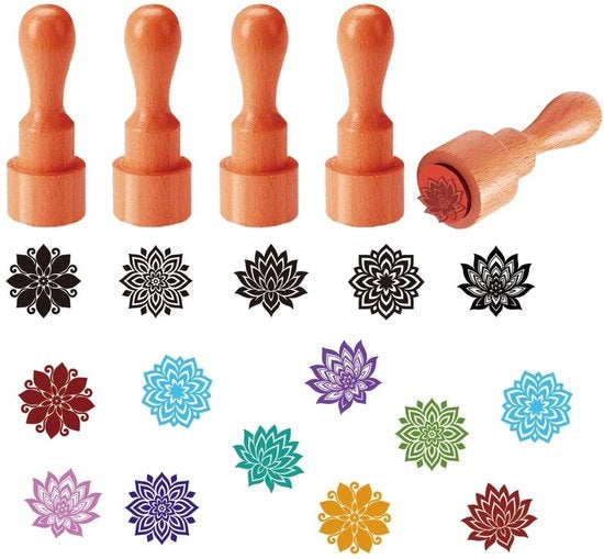 Mini Stampi di Legno con Disegni Unici per Scrapbooking e Crafting - 5 Stili Decorativi