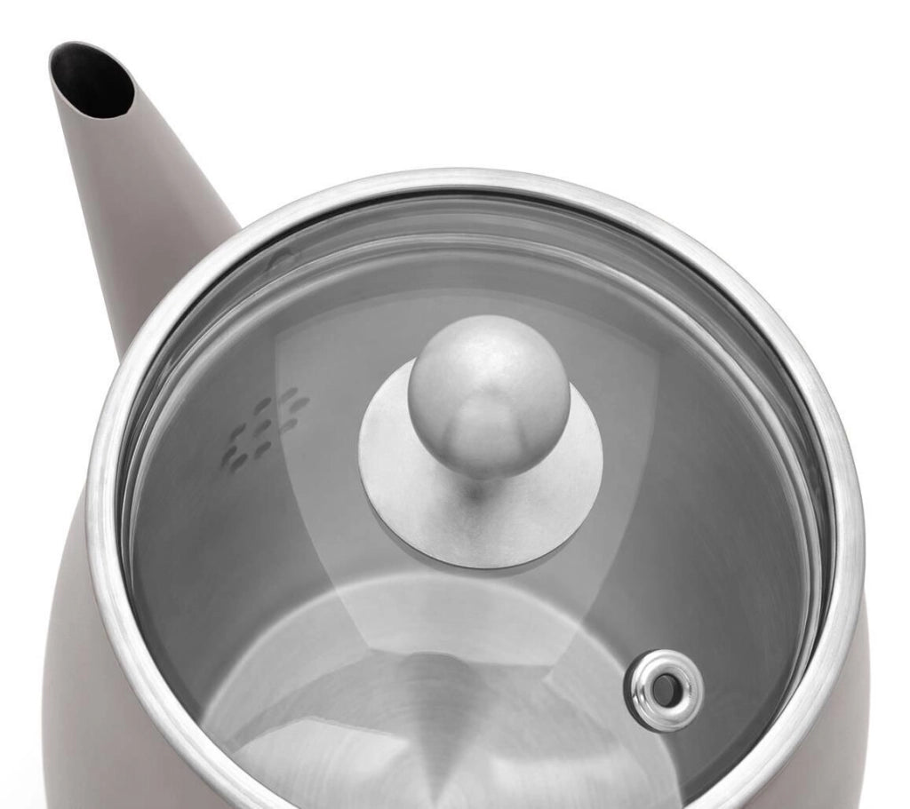 Bredemeijer 111016 Duet Eva Teiera singola 1100 ml Acciaio Inox 304 Doppia Parete con Filtro Beccuccio Antigoccia Maniglia Ergonomica colore Grigio Beton