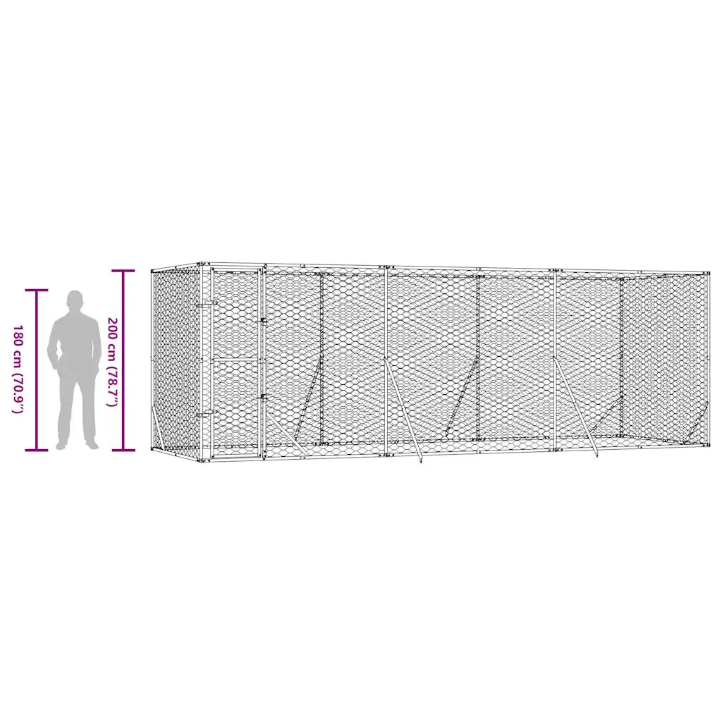 Cuccia per Cani da Esterno Argento 6x2x2 m in Acciaio Zincato CFW2169415