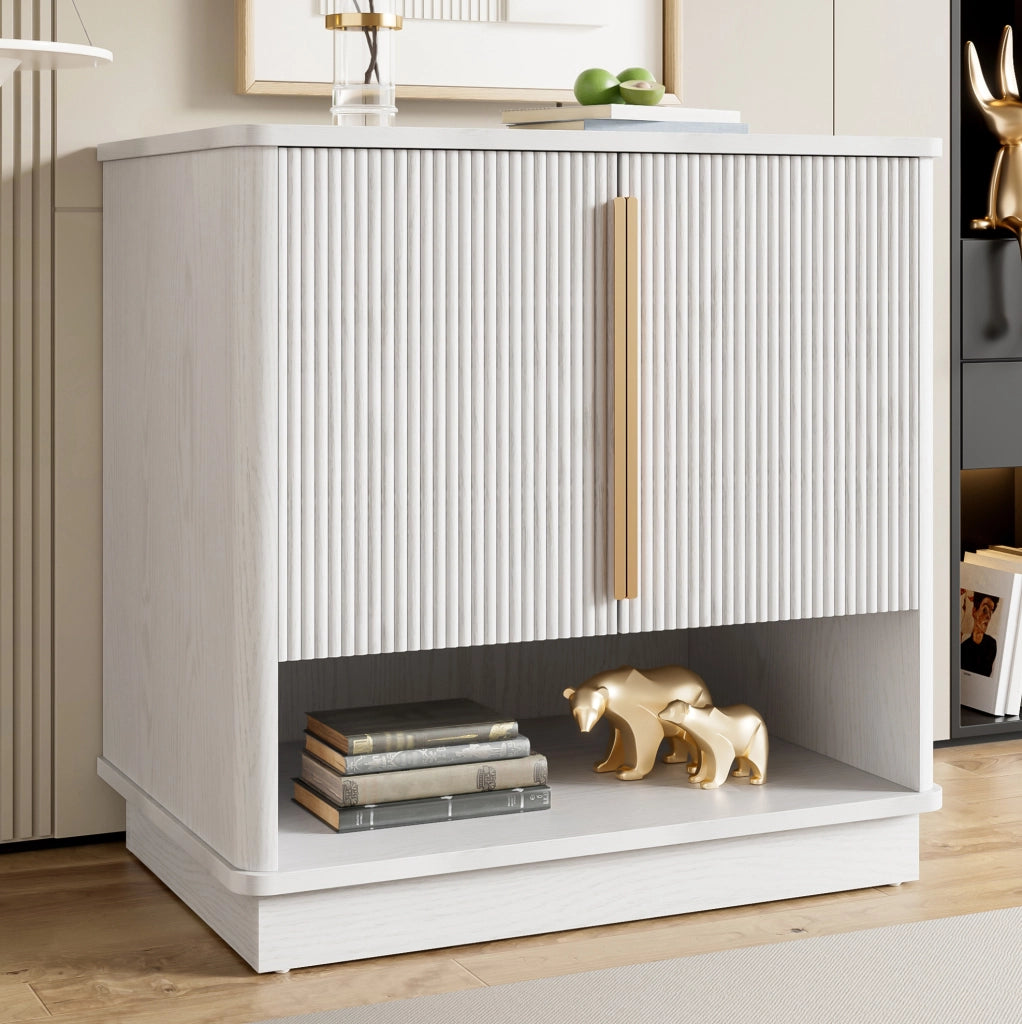 Scarpiera MDF bianca 60x40x61 cm con 2 ante; ripiani regolabili e vano aperto