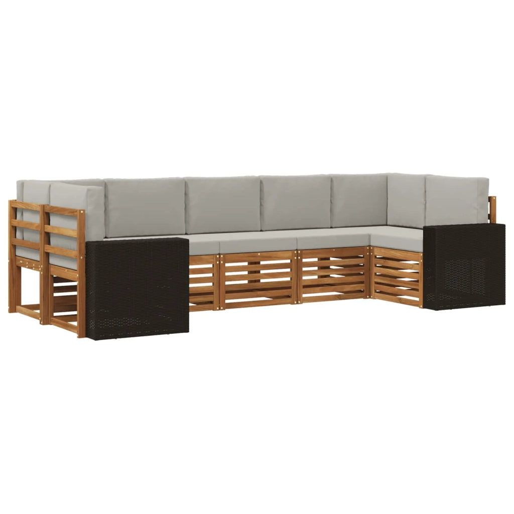 Set divano sezionale 7 pcs Naturale e Grigio Chiaro Poliestere 3384812