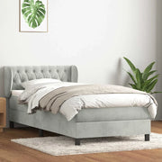 Giroletto a Molle con Materasso Grigio Chiaro 80x220 cm Velluto 3317799