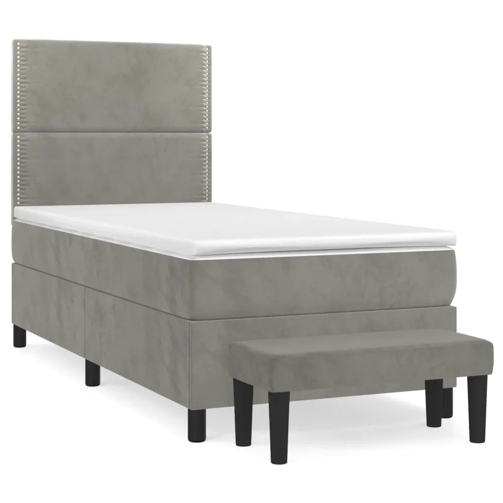 Giroletto a Molle con Materasso Grigio Chiaro 100x200cm Velluto 3137767