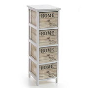 CASSETTIERA IN LEGNO DECORATA HOME COLORE BIANCO E NATURALE 26 X 32 X 80 CM