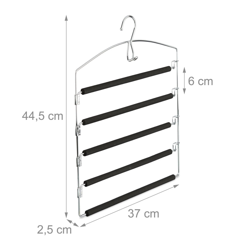 Lot de 3 cintres multiples pratiques pour pantalons jupes 44,5 x 37 x 2,5 cm en fer chromé noir 13_0006739