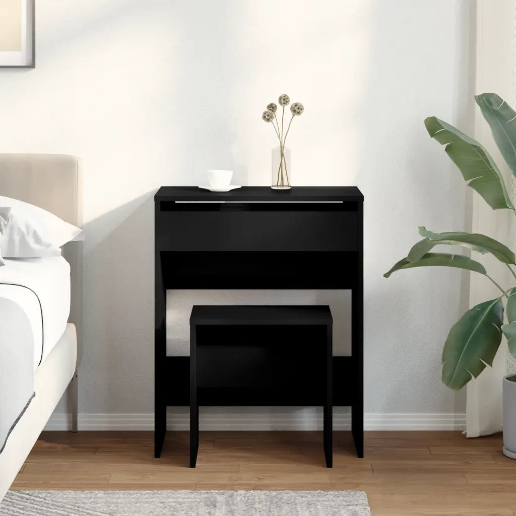 Toeletta e Sgabello Nero 60x40x113,5 cm