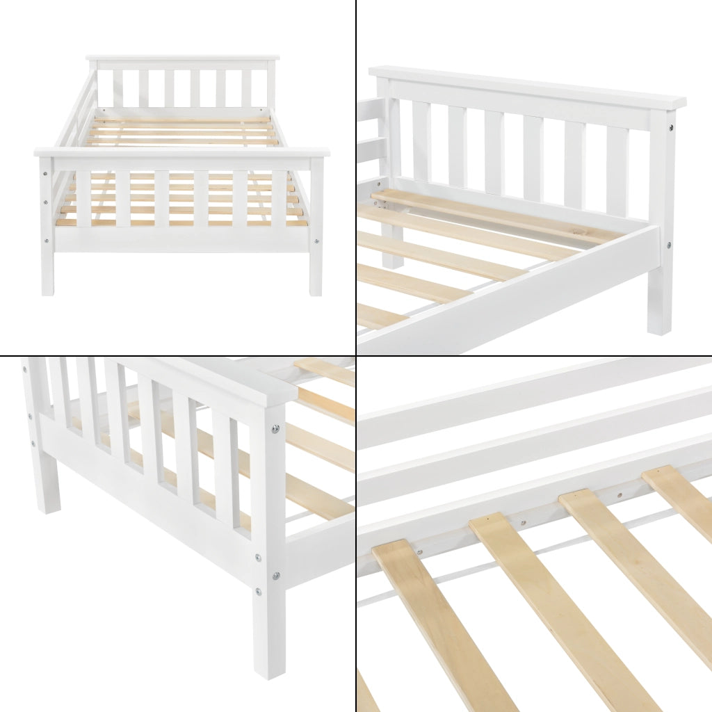 Letto per Cameretta Nuuk in Legno di Pino con Barre Protettive 70x140 cm Bianco [en.casa]